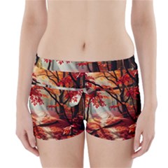 Forest Path Red Nature Boyleg Bikini Wrap Bottoms