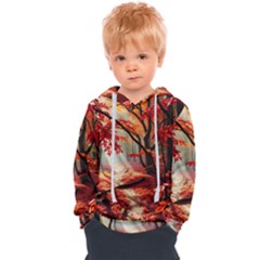 Forest Path Red Nature Kids  Overhead Hoodie