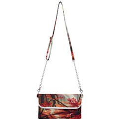 Forest Path Red Nature Mini Crossbody Handbag by Bedest