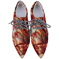 Forest Path Red Nature Pointed Oxford Shoes