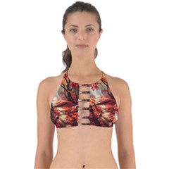 Forest Path Red Nature Perfectly Cut Out Bikini Top