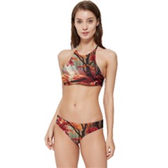 Forest Path Red Nature Banded Triangle Bikini Set