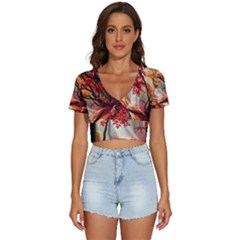 Forest Path Red Nature V-neck Crop Top