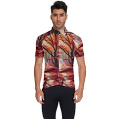 Forest Path Red Nature Men s Short Sleeve Cycling Jersey by Bedest