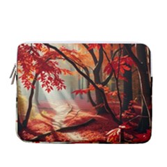 Forest Path Red Nature 13  Vertical Laptop Sleeve Case With Pocket by Bedest