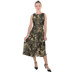 Camouflage Army Survival Uniform Midi Tie-back Chiffon Dress