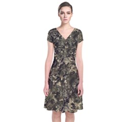 Camouflage Army Survival Uniform Short Sleeve Front Wrap Dress