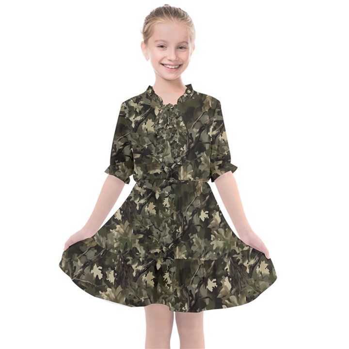 Camouflage Army Survival Uniform Kids  All Frills Chiffon Dress