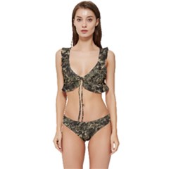 Camouflage Army Survival Uniform Low Cut Ruffle Edge Bikini Set