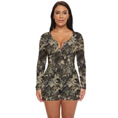 Camouflage Army Survival Uniform Long Sleeve Boyleg Swimsuit