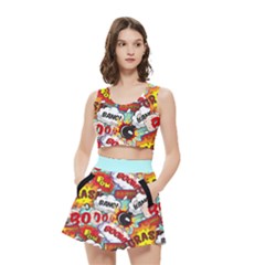 Popart Women s Crop Top Pleated Skater Rave Skirt by Givinglala