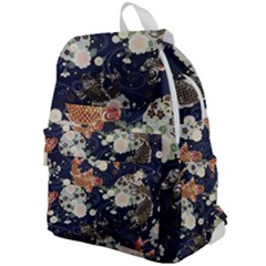 Japanese Wave Koi Illustration Pattern Top Flap Backpack