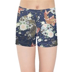 Japanese Wave Koi Illustration Pattern Kids  Sports Shorts