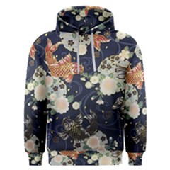 Japanese Wave Koi Illustration Pattern Men s Overhead Hoodie