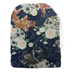 Japanese Wave Koi Illustration Pattern Drawstring Pouch (3xl) by Ndabl3x