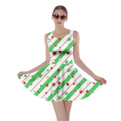 Christmas Paper Stars Pattern Texture Background Colorful Colors Seamless Skater Dress by Ket1n9