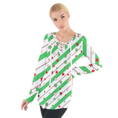 Christmas Paper Stars Pattern Texture Background Colorful Colors Seamless Tie Up T-shirt by Ket1n9