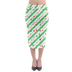 Christmas Paper Stars Pattern Texture Background Colorful Colors Seamless Midi Pencil Skirt