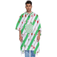 Christmas Paper Stars Pattern Texture Background Colorful Colors Seamless Men s Hooded Rain Ponchos