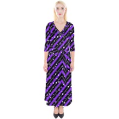 Christmas Paper Star Texture Quarter Sleeve Wrap Maxi Dress