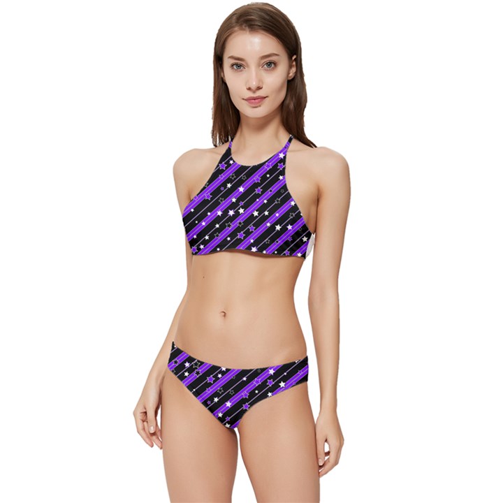 Christmas Paper Star Texture Banded Triangle Bikini Set