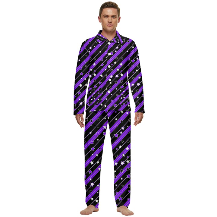 Christmas Paper Star Texture Men s Long Sleeve Velvet Pocket Pajamas Set