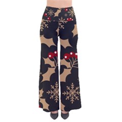 Christmas Pattern With Snowflakes Berries So Vintage Palazzo Pants