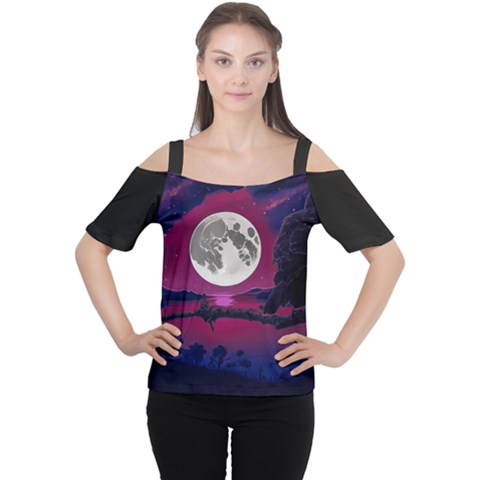 Dreamscape Oasis (ai+human) Cutout Shoulder T-shirt by dflcprintsclothing