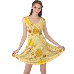 Pumpkins Autumn Fall Harvest Cap Sleeve Dress