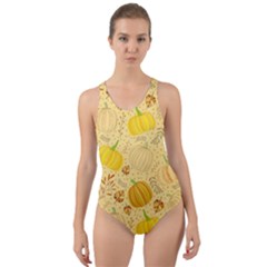 Pumpkins Autumn Fall Harvest Cut-out Back One Piece Swimsuit by Apenda