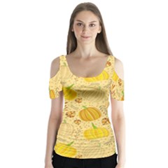 Pumpkins Autumn Fall Harvest Butterfly Sleeve Cutout T-shirt 