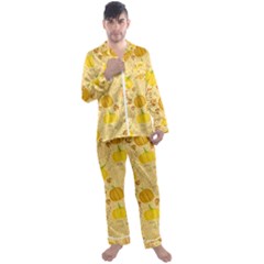 Pumpkins Autumn Fall Harvest Men s Long Sleeve Satin Pajamas Set by Apenda