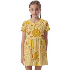 Pumpkins Autumn Fall Harvest Kids  Asymmetric Collar Dress