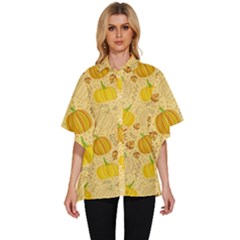 Pumpkins Autumn Fall Harvest Women s Batwing Button Up Shirt