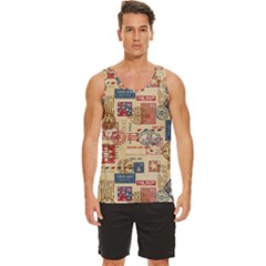 Letters Writing Paper Text Pattern Men s Wide Collar Tank Top by Apenda