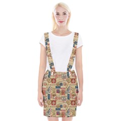 Letters Writing Paper Text Pattern Braces Suspender Skirt