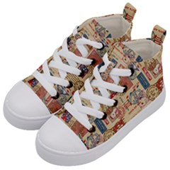 Letters Writing Paper Text Pattern Kids  Mid-top Canvas Sneakers