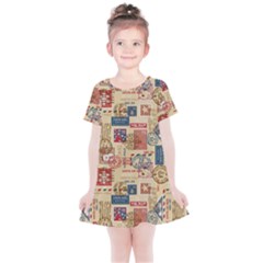 Letters Writing Paper Text Pattern Kids  Simple Cotton Dress