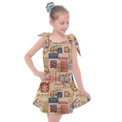 Letters Writing Paper Text Pattern Kids  Tie Up Tunic Dress