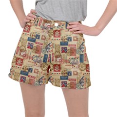 Letters Writing Paper Text Pattern Women s Ripstop Shorts