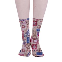 Letters Writing Paper Text Pattern Smooth Crew Length Tube Socks by Apenda