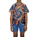 Colorful Motion Abstract Art Kids  Short Sleeve Swimwear View1