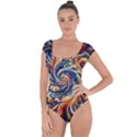 Colorful Motion Abstract Art Short Sleeve Leotard  View1