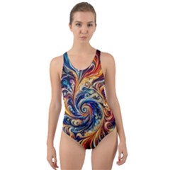 Colorful Motion Abstract Art Cut-out Back One Piece Swimsuit by ExtraGoodSauce