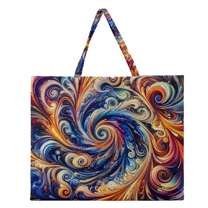 Colorful Motion Abstract Art Zipper Large Tote Bag