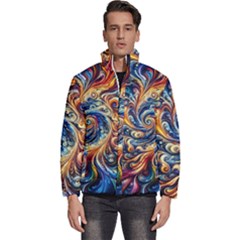 Colorful Motion Abstract Art Men s Puffer Bubble Jacket Coat by ExtraGoodSauce