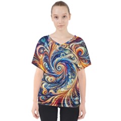 Colorful Motion Abstract Art V-neck Dolman Drape Top by ExtraGoodSauce