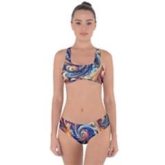 Colorful Motion Abstract Art Criss Cross Bikini Set