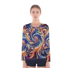 Colorful Motion Abstract Art Women s Long Sleeve T-shirt