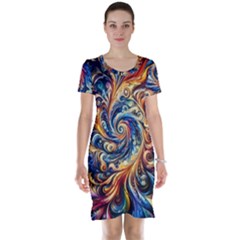 Colorful Motion Abstract Art Short Sleeve Nightdress